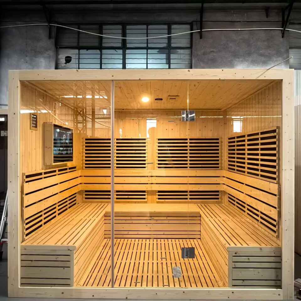 5-10 Personer Sauna Træ Langt Infrarød Sauna Værelse med LCD TV 5-10 Personer Sauna Træ Langt Infrarød Sauna Værelse med LCD TV